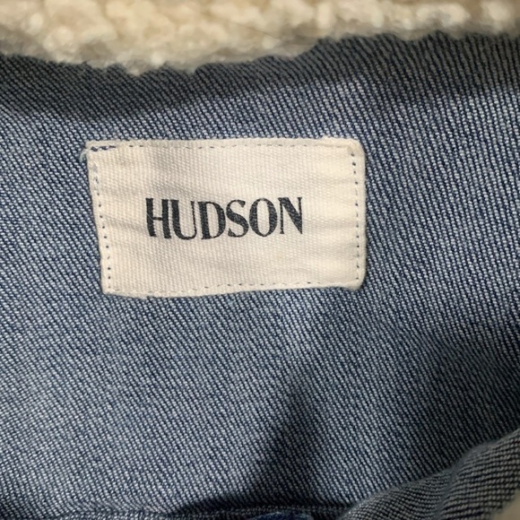 Hudson Fray Hem Sherpa Collar Medium Wash Stretch Denim Jacket Girls size M - Picture 4 of 10